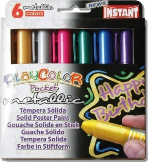 Playcolor Pocket Metallic Solid Poster Paint (Jel Guaj Boya) 6 Metalik Renk