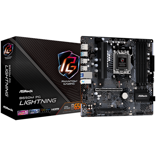 B650M PG LIGHTNING 7200MHz(OC) DDR5 Soket AM5 HDMI DP M.2 mATX Anakart