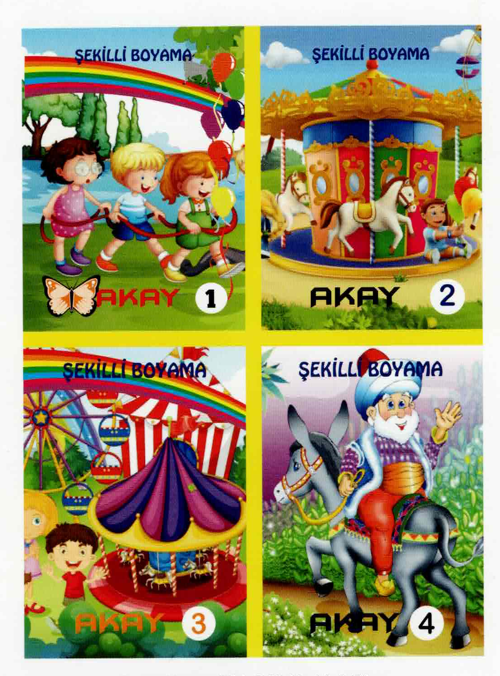 ŞEKİLLİ BOYAMA KİTABI 16 SAYFALI 4LÜ SET