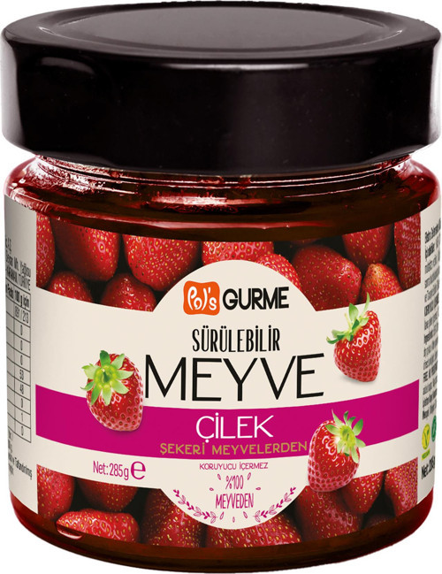 Gurme Şekersiz Sürülebilir Çilek Kreması 285 gr (%65 Meyveli)