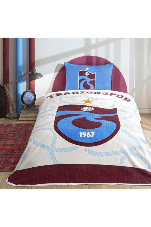Lisanslı Trabzonspor Mavi Tek Kişilik Pamuk Pike Takımı