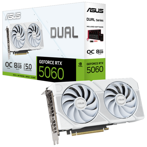 Dual GeForce RTX 5060 OC Edition 8GB GDDR7 DLSS 4 128 Bit Beyaz Ekran Kartı