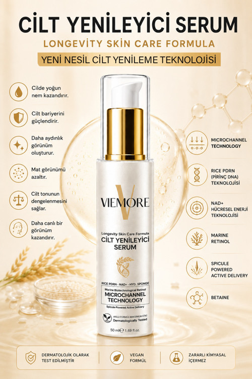 Cilt Yenileyici Serum 50 Ml | Pdrn (Pirinç Dna) + Nad+ + Marine Retinol | Microchannel Technology | Nemlendirici, Aydınlatıcı Ve Cilt Bariyeri Güçlendirici Bakım Serumu 50 Ml