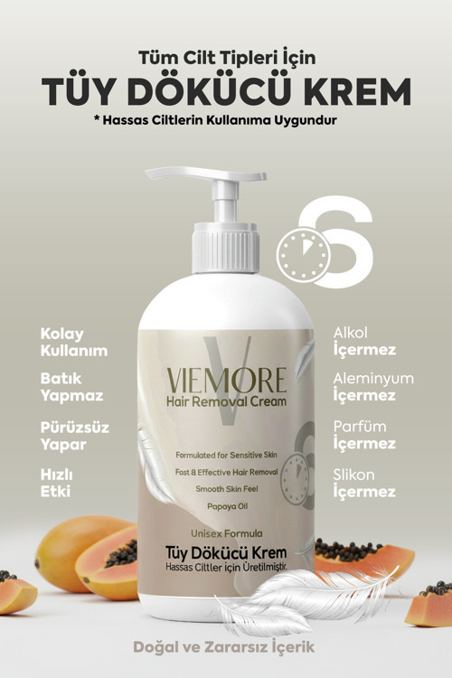Tüy Dökücü Krem Papaya Yağı Özlü – Tüy Görümünü Azaltıcı & Yoğun Nemlendirici, 200 Ml - Erkek, Kadın