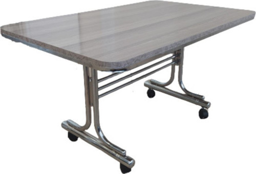 Cordoba 70X110 Krom Nikel Kaplamalı Tekerlekli Orta Sehpa Metal Masa