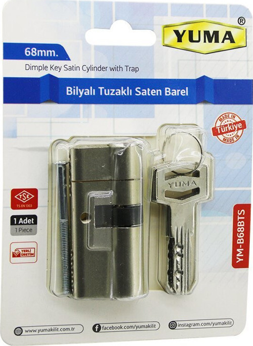Yuma YM-B68BTS Barel 68mm 3 Anahtar Nikel Saten Bilyalı Tuzaklı Vakumlu Ambalaj