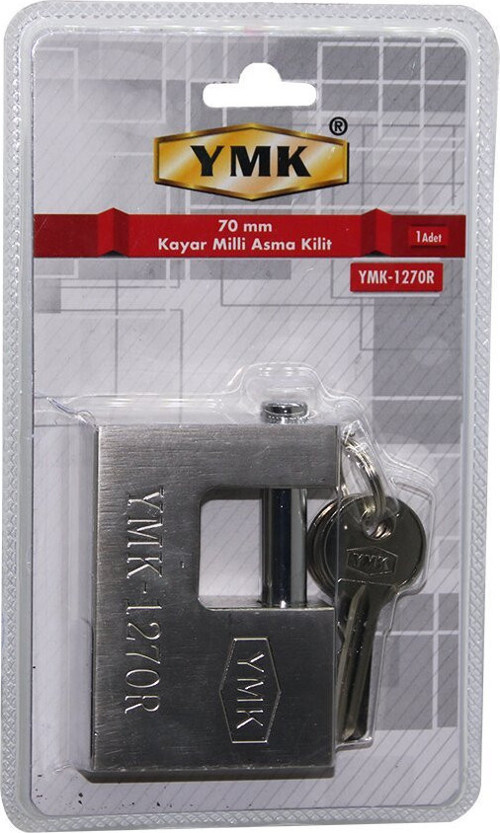 Yuma YMK-1270R Gri Kayar Milli Asma Kilit 70mm