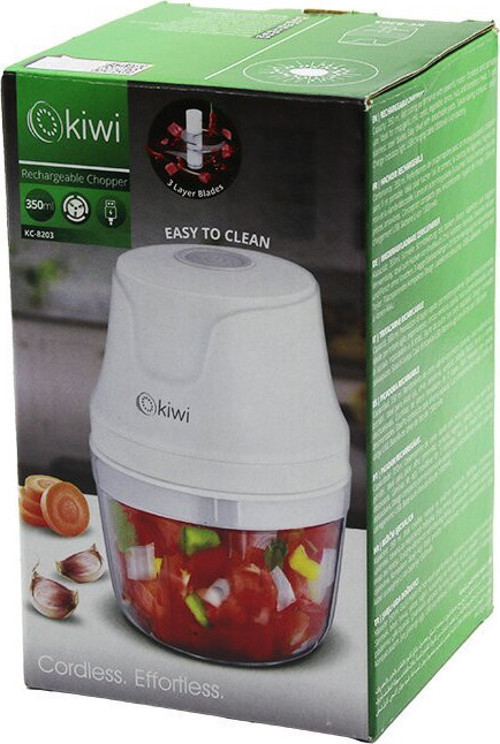KC-8203 Blender Rondo Gıda Doğrayıcı 350ml Mika Kristal Hazne 3 Bıçaklı USB Şarjlı Mini