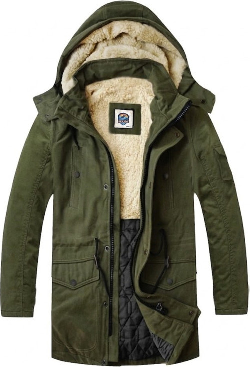 Regular Fit Çıkarılabilir Kapüşonlu su geçirmez oxford kumaş Uzun Parka Kaban