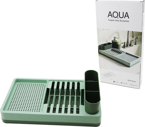 Aqua OM-0848 Tezgah Üstü Bulaşıklık 26x42x12cm Yeşil Tabaklık Kaşıklık - 6'li Paket