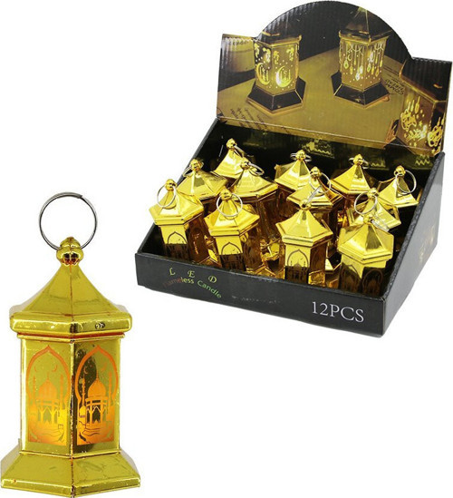 LED Flameless Candle KRD-7938 Ramazan LED Işık Orta Altıgen Kubbe - 12'li Paket