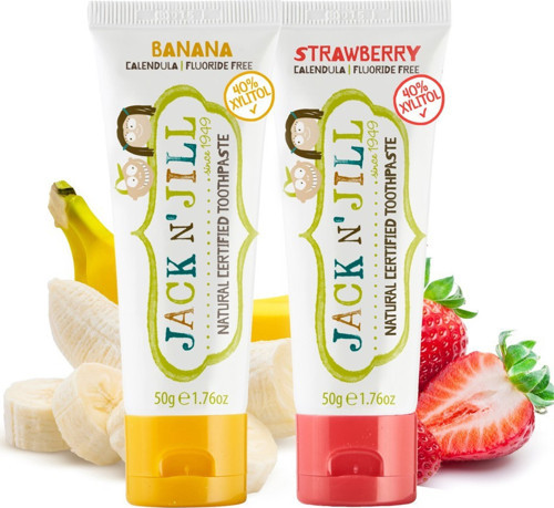 Jack N' Jill Doğal Sertifikalı Diş Macunu Muz & Çilek 2X50G Organik ve Hassas Diş Etleri İçin