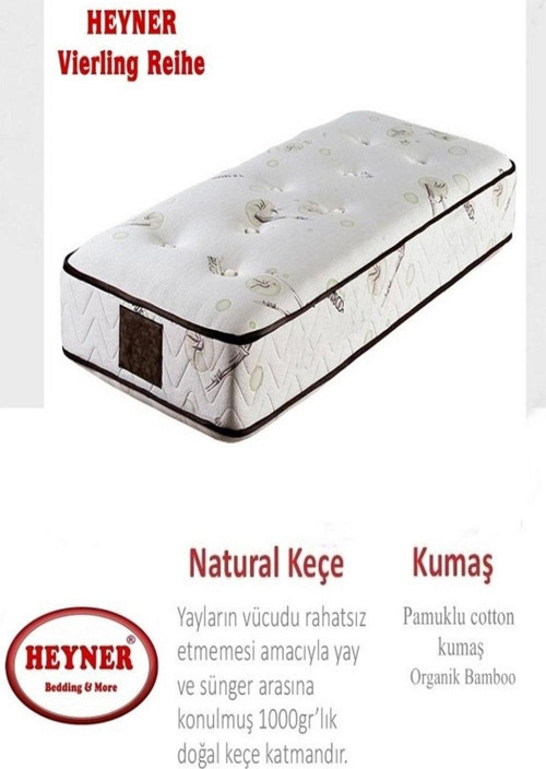 Vierling Reihe 70X120 Cm Ortopedik Yaylı Yatak Lüx Coffe Bamboo Yatak