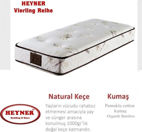 Vierling Reihe 80X190 Cm Ortopedik Yaylı Yatak Lüx Coffe Bamboo Yatak