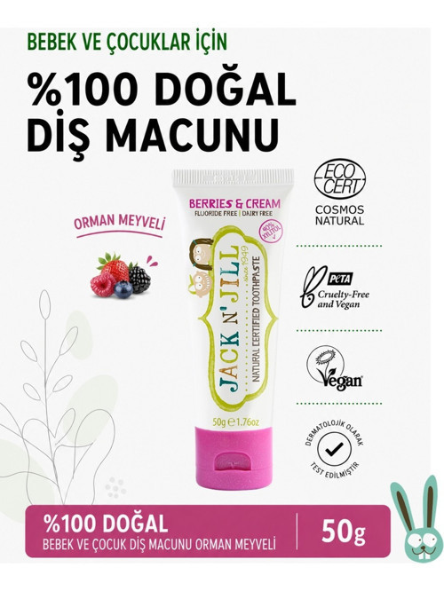 Jack N' Jill 50 gr Organik Doğal Diş Macunu Orman Meyveli Florürsüz ve BPA İçermez