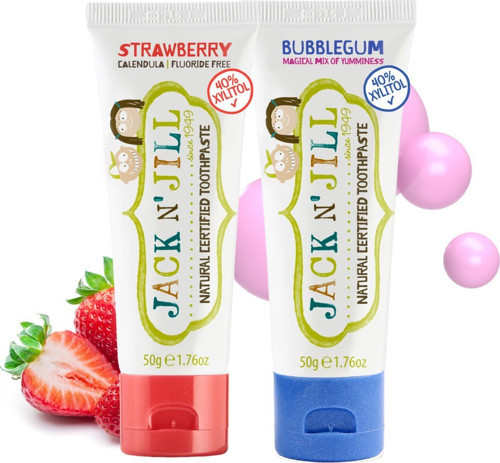 Jack N' Jill Jack N’Jill Doğal Sertifikalı Diş Macunu Çilek & Sakiz 2X50G Organik Özellikli Bebekler İçin