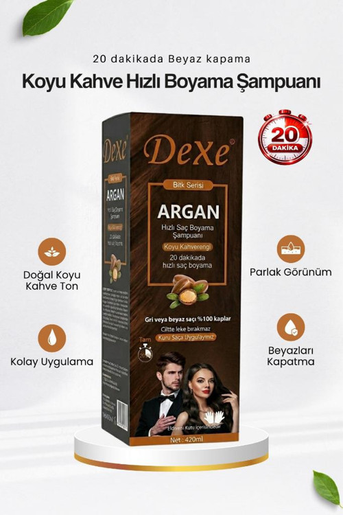 Bitki Serisi Argan Yağlı Beyaz Kapatıcı Şampuan Boya 420 Ml Koyu Kahve