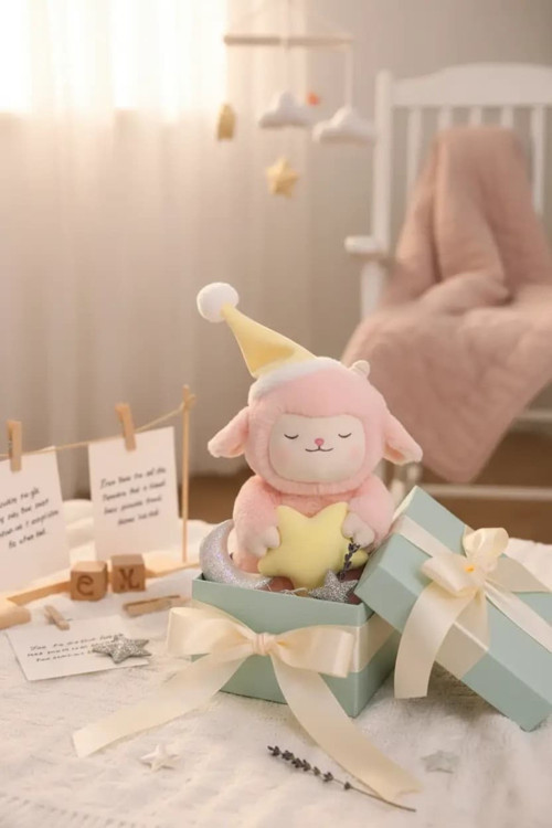 Lisanslı Kuzu Baa Uyuyan Kuzu Peluş Oyuncak – Yıldız Detaylı 28 Cm
