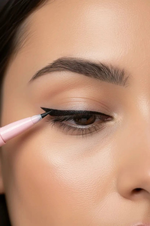Lisanslı Minimalist Serisi Kesik Uçlu Eyeliner – İnce ve Kalın Çizgi Kontrolü Sağlayan Siyah Eyeliner (01 Siyah)