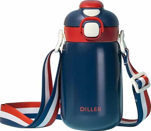 DILLER Tek Kapak Çift Kullanım Pipetli/Pipetsiz 420ml Askılı Çelik Su Matarası 6 saat sıcak/soğuk