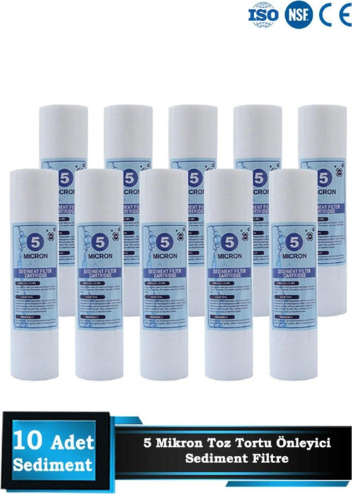 Açık Kasa Su Arıtma Cihazı 10 Inç 5 Mikron Sediment Spun Filtre ( 10 Adet )