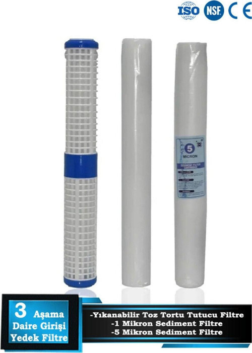 Daire Bina Girişi 20 Inch 3 Aşama Yedek Filtre Seti Yık-1m-5m