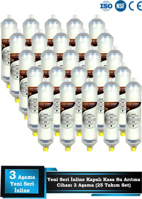 Kapalı Kasa Su Arıtma Cihazı Yeni Seri Inline 3 Aşamalı Toptan 25 Takım Filtre Bakım Seti