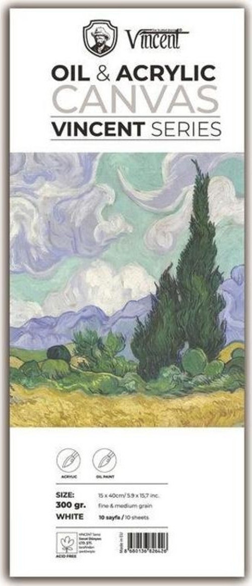 Oil & Acrylic Canvas White Tuval Dokulu Blok 300 gr 15x40 cm 10 Sayfa