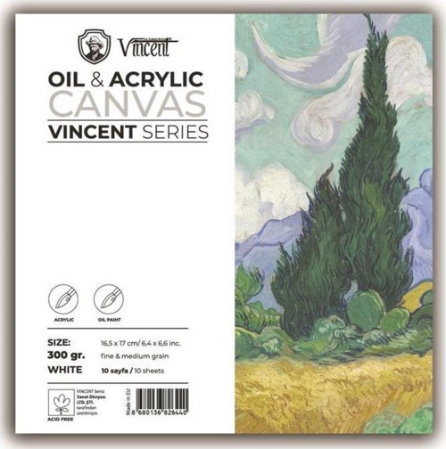 Oil & Acrylic Canvas White Tuval Dokulu Blok 300 gr 16,5x17 cm 10 Sayfa