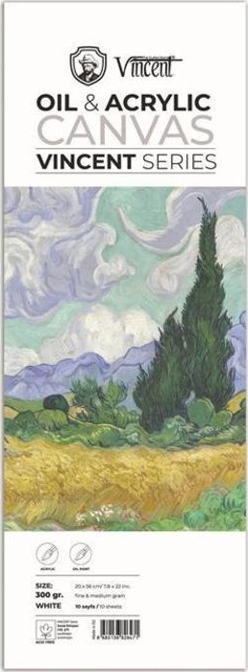 Oil & Acrylic Canvas White Tuval Dokulu Blok 300 gr 20x56 cm 10 Sayfa