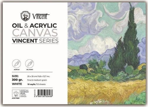 Oil & Acrylic Canvas White Tuval Dokulu Blok 300 gr 25x35 cm 10 Sayfa