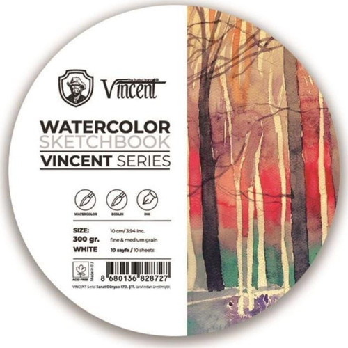 Watercolor Sketchbook White Daire Suluboya Blok 300 gr 10 cm 10 Sayfa