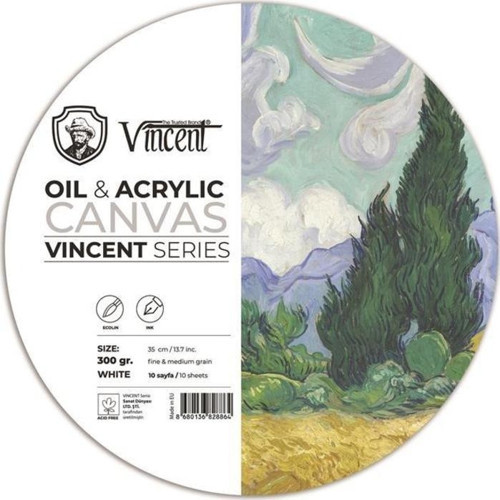 Oil & Acrylic Canvas White Daire Tuval Dokulu Blok 300 gr 35 cm 10 Sayfa