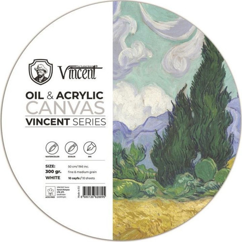Oil & Acrylic Canvas White Daire Tuval Dokulu Blok 300 gr 50 cm 10 Sayfa