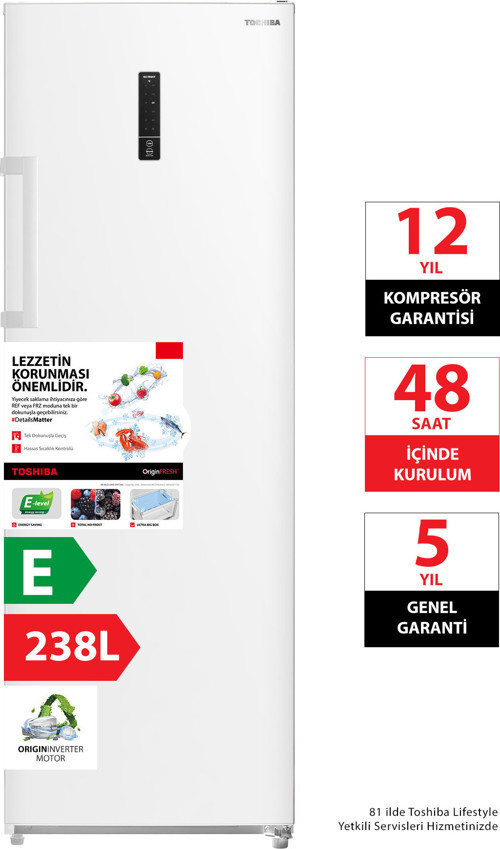 Hızlı ve Dengeli Soğutma 238 L Dikey Derin Dondurucu Beyaz GR-RU312WE-(01)