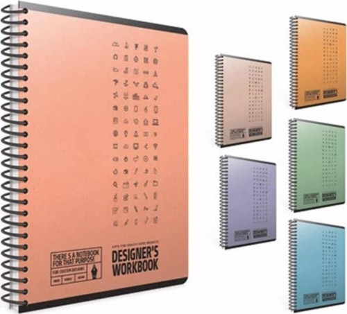 Designer's Workbook Spiralli Sert Kapak Noktalı Defter 17x24 cm 100 yp