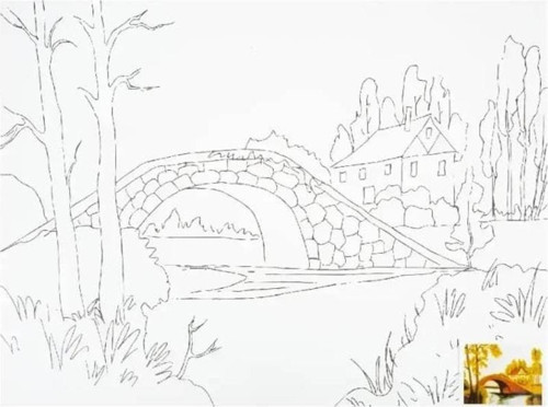 Desenli Pres Tuval 30x40 cm Bridge