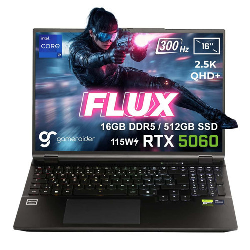 FLUX GR16 Intel Core i9-14900HX GeForce RTX 5060 8GB 115W 16GB DDR5 512GB SSD 16 inç 2.5K QHD+ 300Hz FreeDos Gaming Laptop