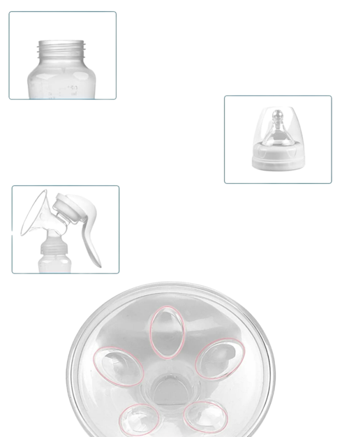 Taşınabilir Manuel Göğüs Pompası Ayarlanabilir Vakumlu 180 Ml Şişeli
