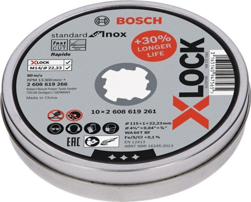 - X-lock - 115*1,0mm Standard Seri Düz Inox (paslanmaz Çelik) Kesme Diski (taş) - Rapido 10'lu