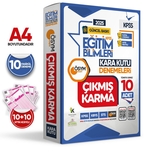 2025 KPSS EĞİTİM BİLİMLERİ ÖSYM Çıkmış Soru Karma Kara Kutu 10lu Paket Deneme Türkiye Geneli Çözümlü