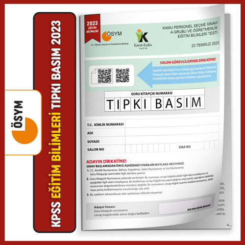 2023 KPSS Eğitim Bilimleri ÖSYM Tıpkı Basım Çıkmış Soru Kitapçığı Video/PDF Çözümlü Türkiye Geneli