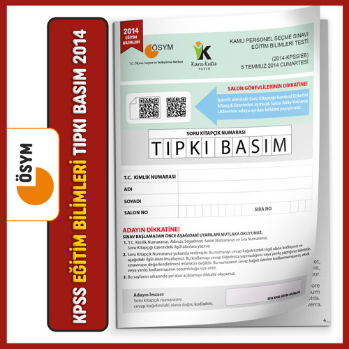 2014 KPSS Eğitim Bilimleri ÖSYM Tıpkı Basım Çıkmış Soru Kitapçığı Video/PDF Çözümlü Türkiye Geneli