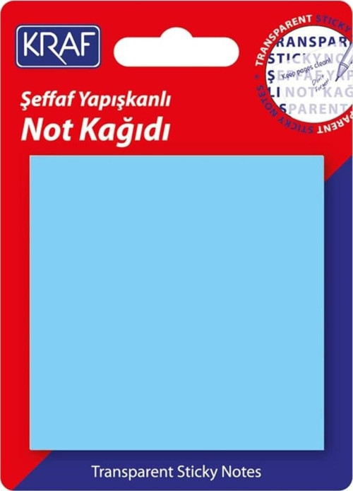 Yapışkanlı Şeffaf Not Kağıdı 76x76 mm 50 yp Transparan Mavi