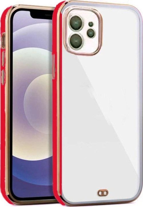 İphone 12 Arka Kapak Kılıf Kırmızı Kenarlı Rose