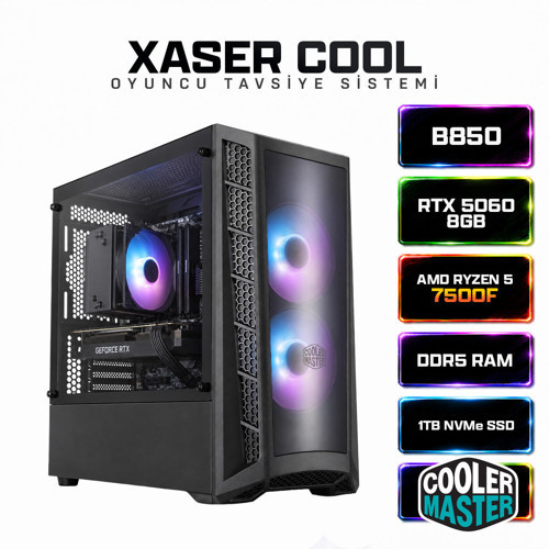 Cool X40 Ryzen 5 7500F 32GB DDR5 Ram 1TB M.2 NVMe SSD 8GB RTX5060 Masaüstü Oyuncu Bilgisayarı