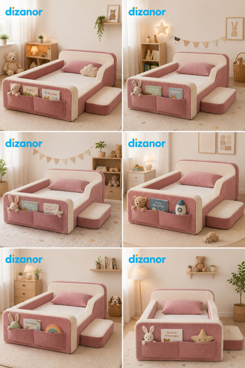 Dizanor Yeni Nesil Maxi Nest %100 Sünger ve Yıkanabilir Fermuarlı Kumaşa Sahip Bebek, Çocuk ve Genç Montessori Karyola Baza ve Başlık Yatağı Seti - 70 x 140 / Sarı Fitilli 6