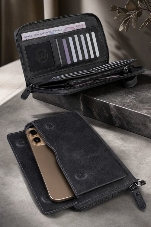 Signature 0133 Hakiki Deri Premium Büyük Boy Çok Bölmeli Bol Kartlıklı Büyük Para Gözlü Telefon Bölümlü Portföy El Cüzdanı Erkek Kartlık Cüzdan