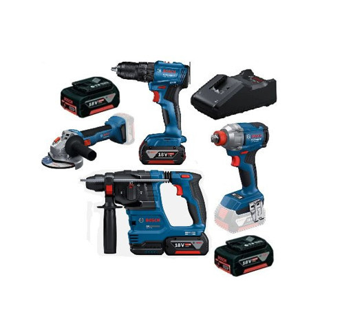 Dörtlü Set GBH 18V-22 , GDX 18V-285 , GSB 185-LI , GWS 18V-8 , 4X4.0 AH