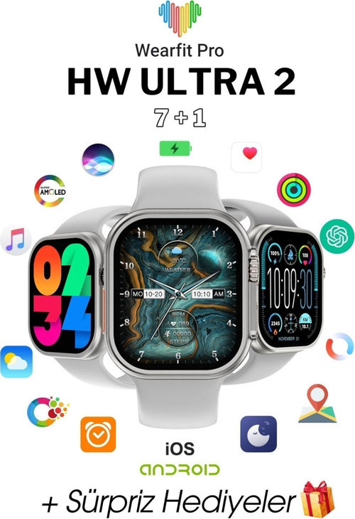 Hw9 Pro 2 Gift Akıllı Kol Saati Smart Watch Model:İnç 45 Mm Miniled Ekran (Siyah)